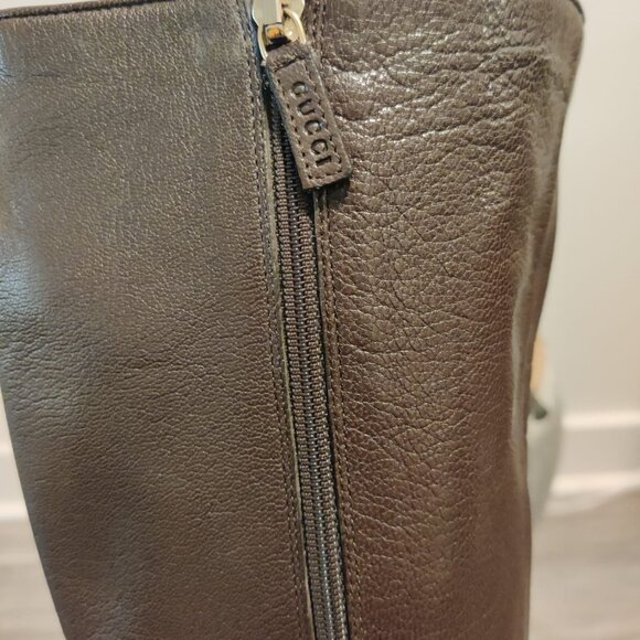 Gucci Dark Brown Leather Heeled Boot 163369 - Picture 4 of 5